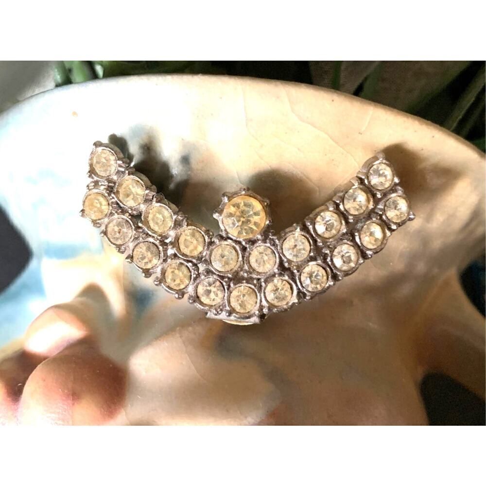 1920s Dress clip in Rhinestones on Silver plate, Vintage